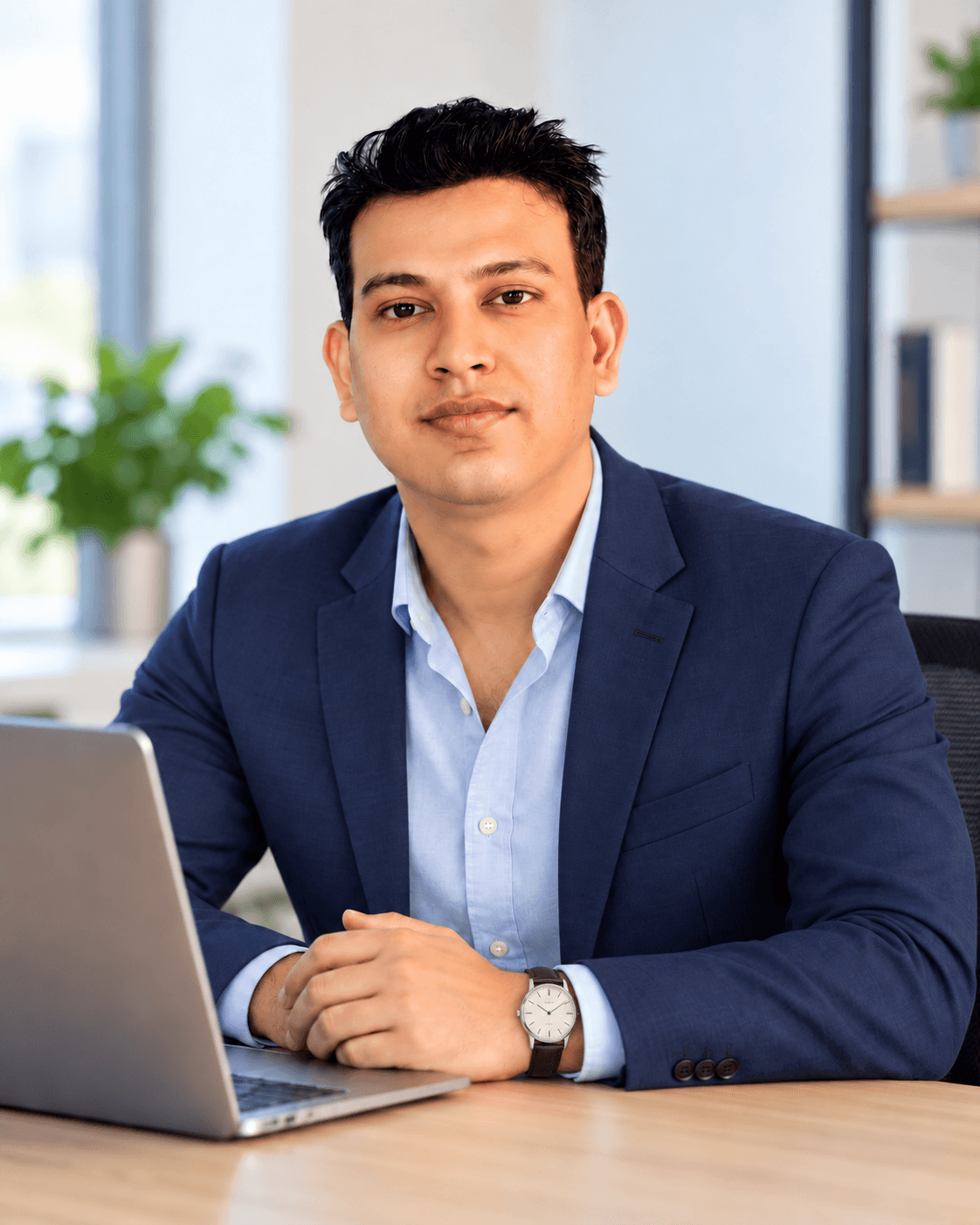 Sanjay Ranpal seated at a desk in a modern office